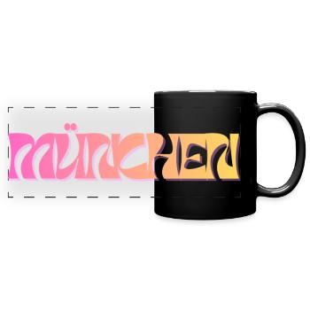 Muenchen_Schriftzug Bayern - Panorama-Tasse farbig - Schwarz - Vorne
