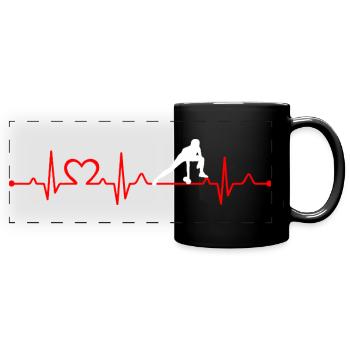 Heartbeat EKG Fitness Girl Active Lifestyle - Full Colour Panoramic Mug - black - Front