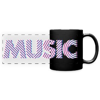 Music 3D – Modern Typography Retro Electro Design - Full Colour Panoramic Mug - black - Front
