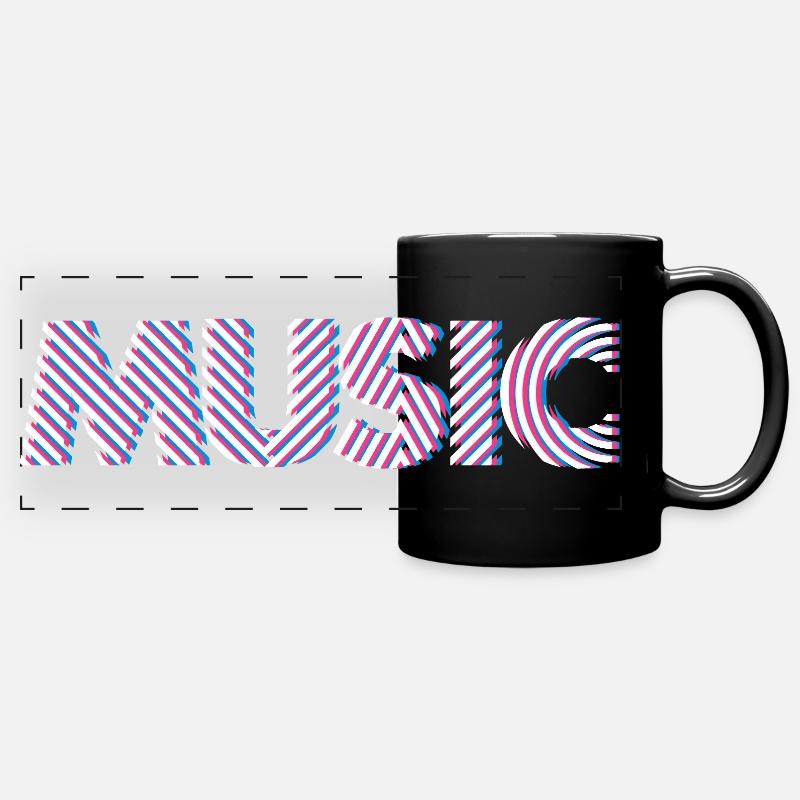 Musique 3D – Typographie moderne, Rétro Electro Design - Mug panoramique uni - noir