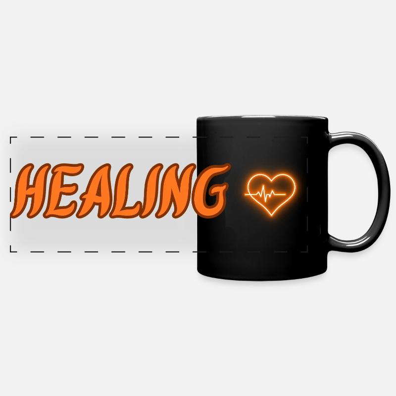 Healing – Minimalist Heart Icon - Full Colour Panoramic Mug - black