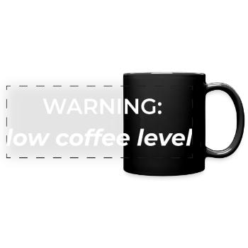 Warnung: Niedriger Kaffeegehalt - Panorama-Tasse farbig - Schwarz - Vorne