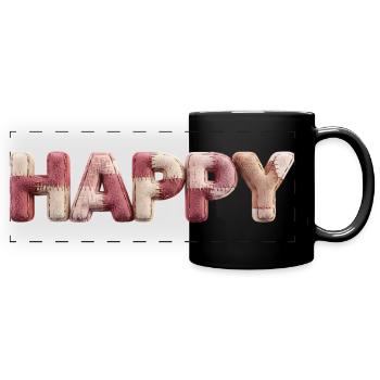 Happy Motiv für Frauen Männer Typo Fans - Panorama-Tasse farbig - Schwarz - Vorne