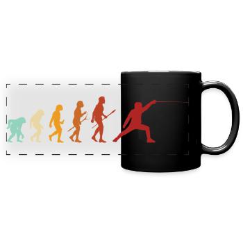 Fechten Evolution Fechter Sport Lustiger Spruch - Panorama-Tasse farbig - Schwarz - Vorne