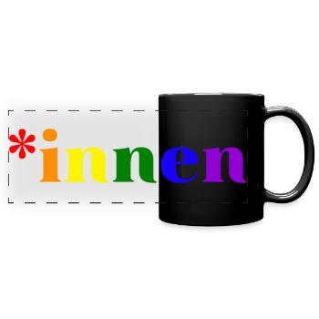 *innen Gendern - Panorama-Tasse farbig - Schwarz - Vorne
