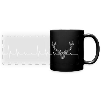 Art en ligne de cerf battement de cœur - Mug panoramique uni - noir - Devant
