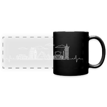 Heartbeat skyline landmarks - Full Colour Panoramic Mug - black - Front