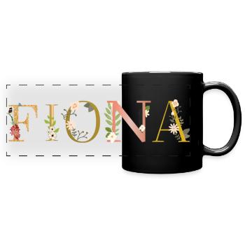 FIONA name decorated with flowers - Full Colour Panoramic Mug - black - Front