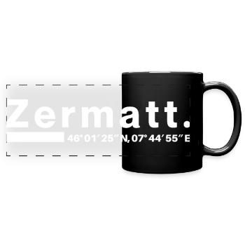 Zermatt coordinates Valais Switzerland - Full Colour Panoramic Mug - black - Front