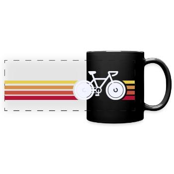 Vélo rétro sur des bandes Sunset - Mug panoramique uni - noir - Devant