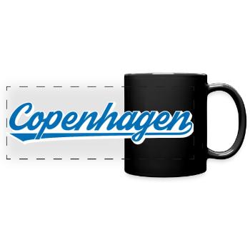 Copenhagen Lettering Blue-White Graphic - Full Colour Panoramic Mug - black - Front