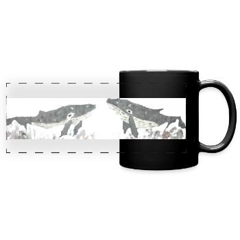 Whale ,Humpback Whale, Lovers - Full Colour Panoramic Mug - black - Front