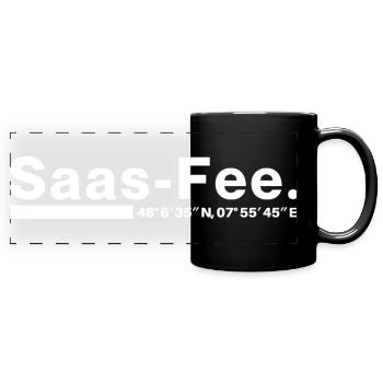 Saas-Fee coordinates Valais Switzerland - Full Colour Panoramic Mug - black - Front