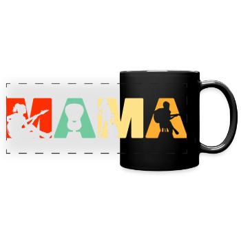 Akustikgitarre Mama Retro-Musikerin Silhouette - Panorama-Tasse farbig - Schwarz - Vorne
