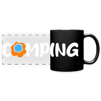 Camping Blume Comic Caravan Van Life Wohnmobil Fan - Panorama-Tasse farbig - Schwarz - Vorne