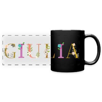 GIULIA name decorated with flowers - Full Colour Panoramic Mug - black - Front