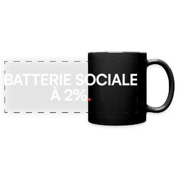 Soziale Batterie 2% Humormüdigkeit - Panorama-Tasse farbig - Schwarz - Vorne