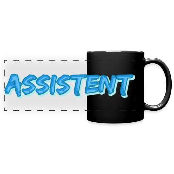 Assistent als Comic - Panorama-Tasse farbig - Schwarz - Vorne