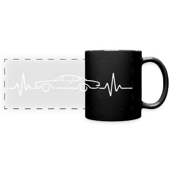 Authentischer Vintage-Schreibstil - Panorama-Tasse farbig - Schwarz - Vorne