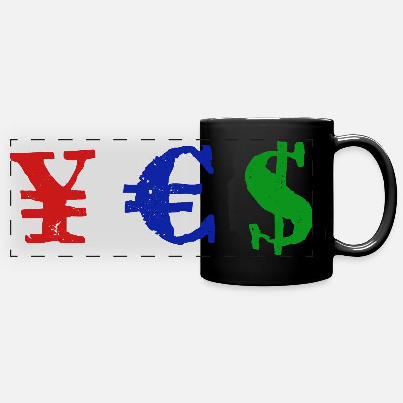 Yen Euro Dollar - YES - Full Colour Panoramic Mug - black