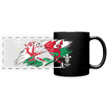 Wales Rugby Action Sporty - Full Colour Panoramic Mug - black - Front