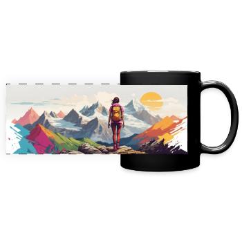 Let's get out into nature and the mountains - Full Colour Panoramic Mug - black - Front