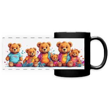 Colorful Row Teddy Bears Funny Teddy Bear Series - Full Colour Panoramic Mug - black - Front