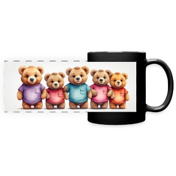 Colorful Row Teddy Bears Funny Teddy Bear Series - Full Colour Panoramic Mug - black - Front