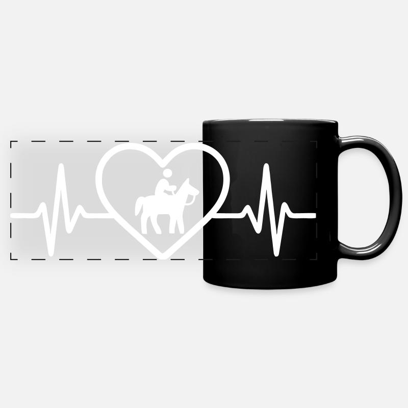 Horse riding heart - Full Colour Panoramic Mug - black