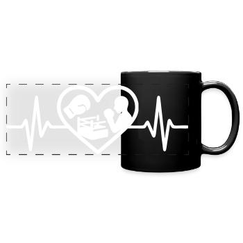 Boxen Herz Handschuh Ring Silhouette - Panorama-Tasse farbig - Schwarz - Vorne