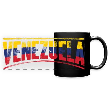 Venezuela in Tricolor Font - Full Colour Panoramic Mug - black - Front