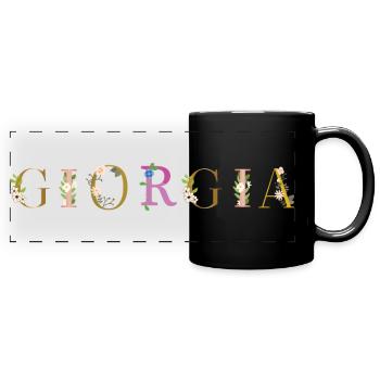 GIORGIA name decorated with flowers - Full Colour Panoramic Mug - black - Front