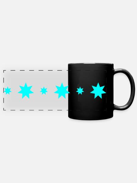 turquoise stars - Full Colour Panoramic Mug - black