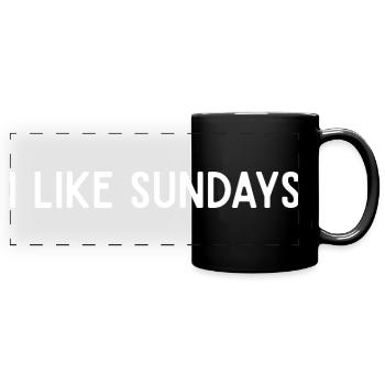 I Like Sundays Minimalist Weekend Vibes - Full Colour Panoramic Mug - black - Front