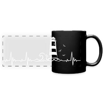 Lighthouse Heartbeat Frequency Gift - Full Colour Panoramic Mug - black - Front