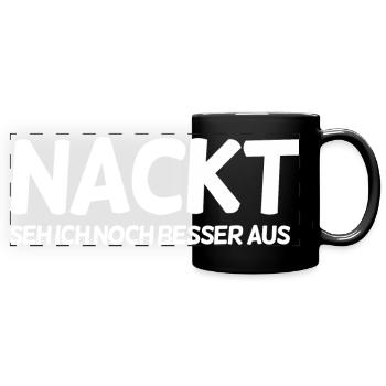Lustiger Spruch - Panorama-Tasse farbig - Schwarz - Vorne