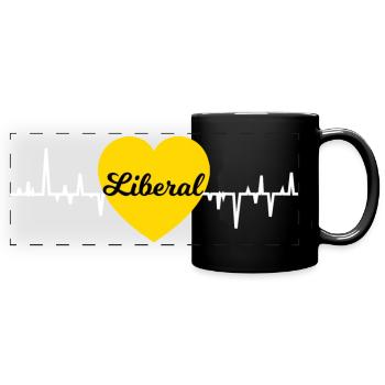 Liberales Herz - Panorama-Tasse farbig - Schwarz - Vorne