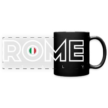 Rome O Emblem Italian Flag - Full Colour Panoramic Mug - black - Front