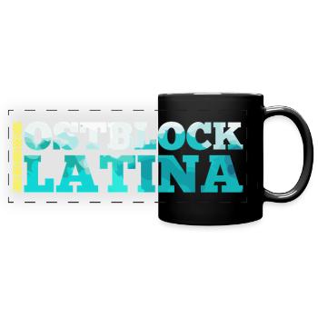 Ostblock Latina Kasachin Kasachstan Geschenk - Panorama-Tasse farbig - Schwarz - Vorne