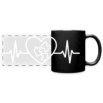 Heart Puzzle Pieces Game - Full Colour Panoramic Mug - black - Front