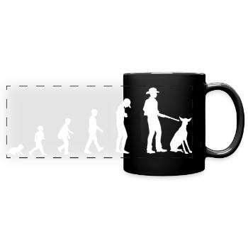 Entwicklung vom Baby zum Jäger - Panorama-Tasse farbig - Schwarz - Vorne