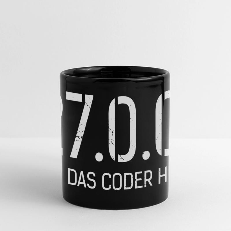 Science Coder 127.0.0.1 IST. WO CODER HERZ IST Panorama-Tasse farbig