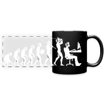 Evolution des Gamers – Humorvolles Gaming Motiv - Panorama-Tasse farbig - Schwarz - Vorne