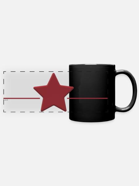 Roter Stern mit Randlinie - Panorama-Tasse farbig - Schwarz