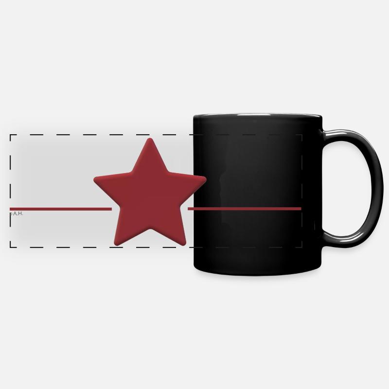 Red Star with Edge Line - Full Colour Panoramic Mug - black
