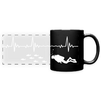 Diver Heartbeat Scuba Diving Heart Rate Frequency - Full Colour Panoramic Mug - black - Front