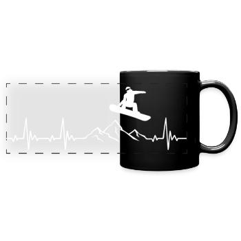 Snowboard Heartbeat Snowboarder frequency pulse - Full Colour Panoramic Mug - black - Front