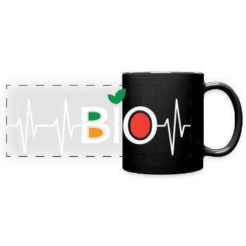 Heartbeat Organic Healthy Green Nutrition Pulse Icône - Mug panoramique uni - noir - Devant