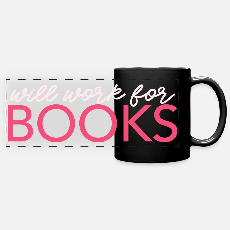 Will Work For Books - Panorama-Tasse farbig - Schwarz