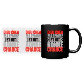 Mug Dieu créa ma femme - Mug panoramique uni - noir - Devant